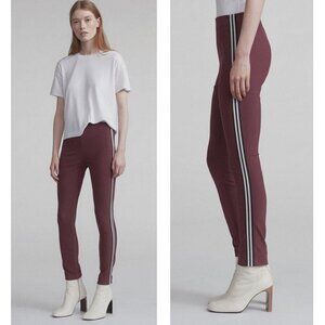 rag & bone Simone Ponte Pants Leggings in Burgundy with Stripes